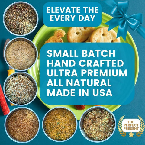 Kid’s Menu Seasoning Gift Set – 6-Pack XL Tins Family-Friendly Blends | Handcrafted in USA with Non-GMO Ingredients