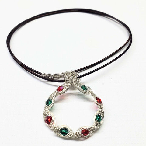 Christmas Holiday Wreath Necklace