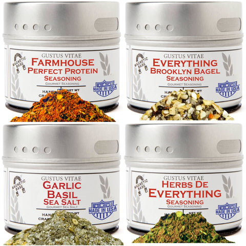 Gourmet Beginner Seasoning Set – 4 Tins Variety Pack | Made in USA Gustus Vitae  Collections & Gift Sets