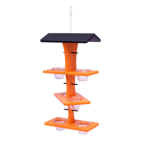 Triple Deck Oriole Jelly Feeder  – Eco-Friendly Poly Lumber | Amish-Made in USA Backyard Bird Station Amish Toy Box  Bird Feeder