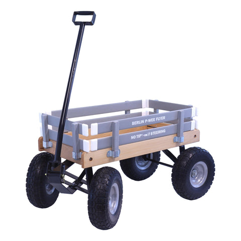 Berlin Big Foot Kids Express Wagon 25x14 Inch Solid Wood Bed With Foam Tires – Amish Crafted | Made in USA Amish Toy Box  Pull Behind Wagon