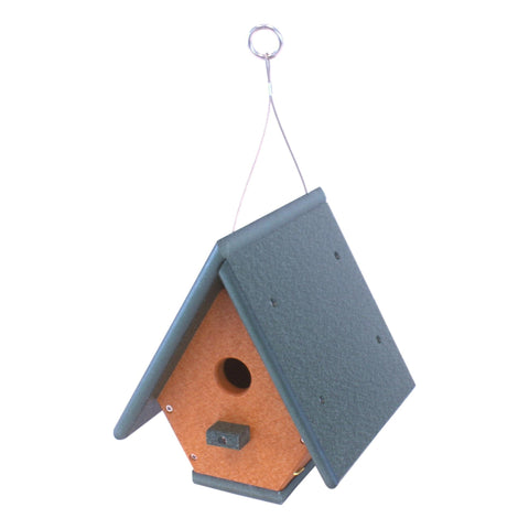 Amish Handmade Eco-Friendly Hanging Wren House 7.5x8x9 Inch – Durable Poly Lumber Birdhouse | Made in USA Amish Toy Box  Bird House