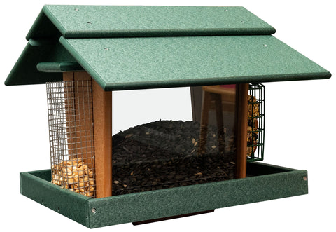15 Inch Eco-Friendly Poly Lumber 3-in-1 Deluxe Bird Feeder – Suet, Peanut & Seed Feeder | Made in USA Amish Toy Box  Lawn & Patio