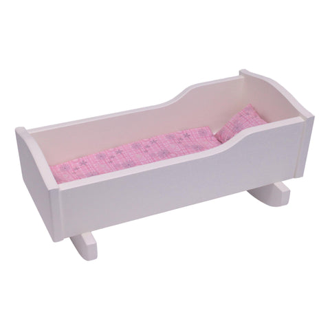 Amish Handmade Wooden Doll Cradle 21 Inch – Rebekah’s Collection with Floral Bedding | Made in USA Amish Toy Box  Doll Furniture