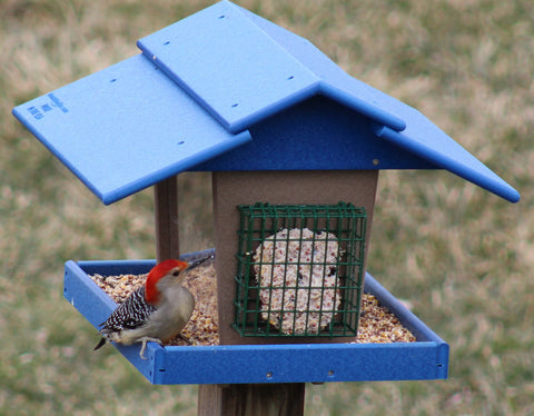 15 Inch Eco-Friendly Poly Lumber 3-in-1 Deluxe Bird Feeder – Suet, Peanut & Seed Feeder | Made in USA Amish Toy Box  Lawn & Patio