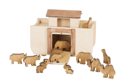 Handcrafted Wooden Noah's Ark Toy With 14 Animal Figures – 15 Inch Playset | Made in USA Amish Toy Box  Wooden Toys,Trains, Trucks and Things