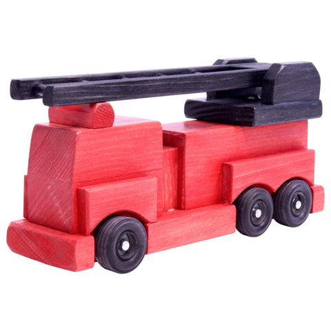 Amish Handcrafted Wooden Fire Truck Toy 20 Inch – Child-Safe Non-Toxic Finish | Made in USA Amish Toy Box  Toy
