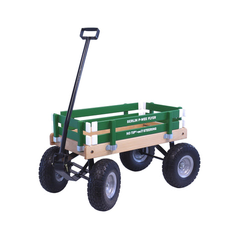 Berlin Big Foot Kids Express Wagon 25x14 Inch Solid Wood Bed With Foam Tires – Amish Crafted | Made in USA Amish Toy Box  Pull Behind Wagon