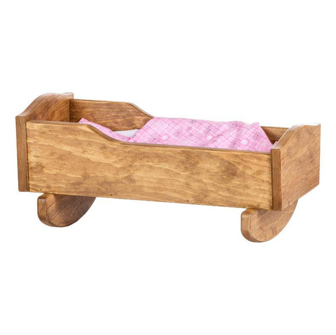 Amish Handmade Wooden Doll Cradle 21 Inch – Rebekah’s Collection with Floral Bedding | Made in USA Amish Toy Box  Doll Furniture
