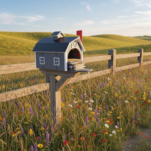 22 Inch Amish Craft Dutch Barn Style Wooden Mailbox – Rustic Post-Mount Outdoor Decor | Made in USA Amish Toy Box  Tools & Home Improvement