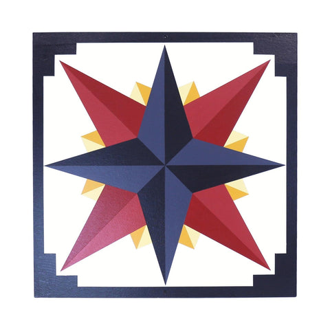 Hand-Painted Mariner's Compass Barn Quilt – Rustic Outdoor Wall Decor | Made in USA Amish Toy Box  Lawn & Patio