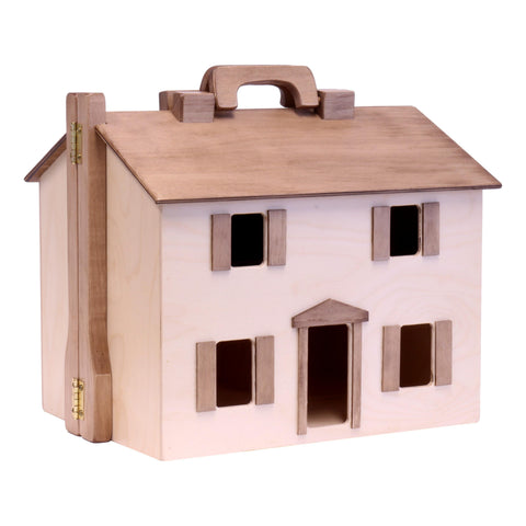 Handcrafted Wooden Dollhouse Play Set With 16-Piece Furniture – Two-Story Toy House | Made in USA Amish Toy Box  Wooden Doll House Toy