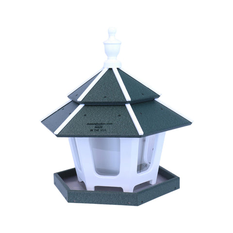 Gazebo Style Bird Feeder – 3 Compartment Eco-Friendly Post Mount | Made in USA Durable Poly Lumber Amish Toy Box  Lawn & Patio