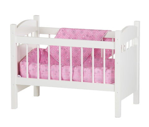 Handcrafted Doll Crib With Bedding Set – 19 Inch x 25 Inch x 15 Inch – Solid Wood Toy Crib | Made in USA Amish Toy Box  Doll Furniture