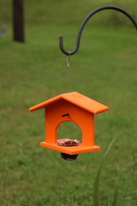 Eco-Friendly Hanging Oriole Bird Feeder with Jelly Dish and Orange Pegs 10 Inch – Amish Crafted | Made in USA Amish Toy Box  Bird Feeder