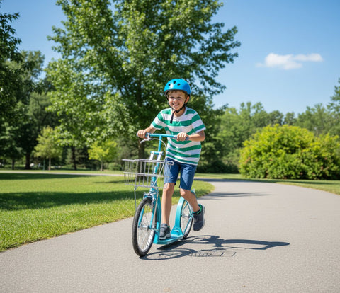 Deluxe Amish-Made Kick Scooter with 16 Inch Wheels – Big Kid Size – Steel Frame | Made in USA Amish Toy Box  Sports
