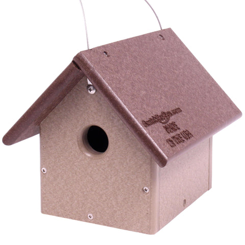 Amish-Made Eco-Friendly Birdhouse for Chickadees and Wrens 8 Inch Poly Lumber Nest Box | Made in USA Amish Toy Box  Bird House