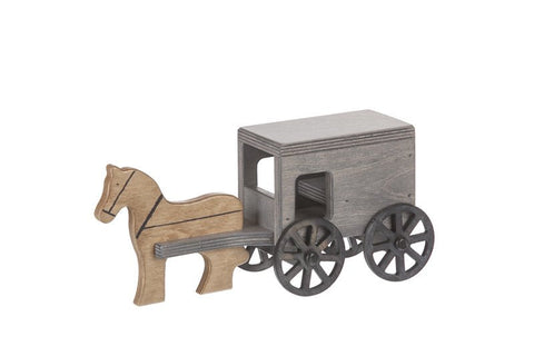 Handcrafted Amish Wooden Horse and Buggy Penny Bank – 13 Inch Toy with Rolling Wheels | Made in USA Amish Toy Box  Wooden Toys