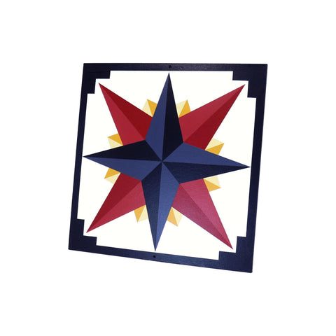 Hand-Painted Mariner's Compass Barn Quilt – Rustic Outdoor Wall Decor | Made in USA Amish Toy Box  Lawn & Patio