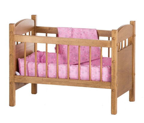 Handcrafted Doll Crib With Bedding Set – 19 Inch x 25 Inch x 15 Inch – Solid Wood Toy Crib | Made in USA Amish Toy Box  Doll Furniture