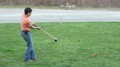 32 Inch Hard Maple Handle Croquet Mallet with Durable Polymer Head – Flag Game Equipment | Made in USA Amish Toy Box 