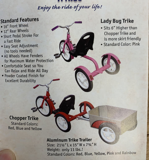 Deluxe AmishCrafted Ladybug Kid’s Trike – Heavy-Duty Steel Frame – Adjustable Seat | Made in USA Amish Toy Box  Toy