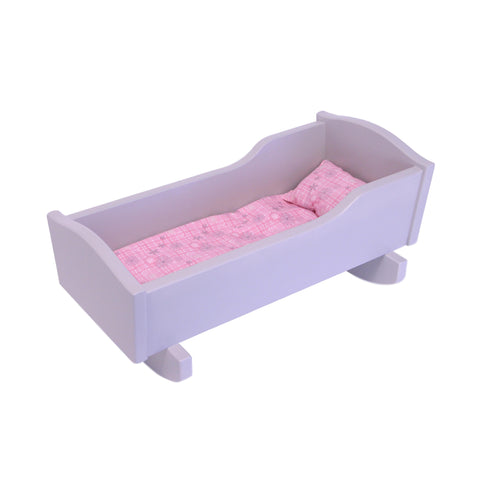Amish Handmade Wooden Doll Cradle 21 Inch – Rebekah’s Collection with Floral Bedding | Made in USA Amish Toy Box  Doll Furniture