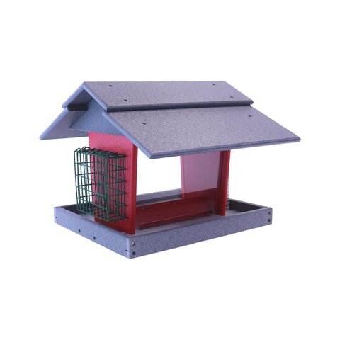 15 Inch Eco-Friendly Poly Lumber 3-in-1 Deluxe Bird Feeder – Suet, Peanut & Seed Feeder | Made in USA Amish Toy Box  Lawn & Patio