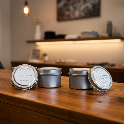 2 oz Soy Candle Tin – Hand-Poured Travel Candle with Bold Scents | MorninWood Mini | Made in USA MorninWood Candles  Candles