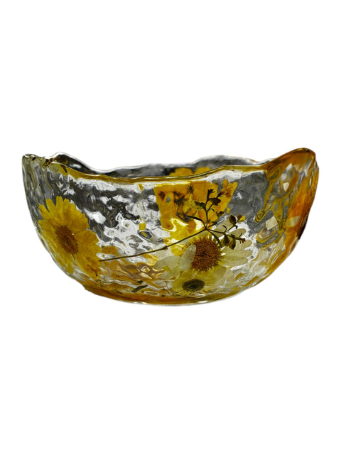 Pressed Flower Resin Decorative Bowl 5 Inch Diameter – Handcrafted Art Piece | Made in USA by Michelle Marie Boutique Michelle Marie Boutique  Decorative Bowl