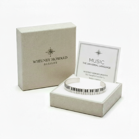 Handcrafted Piano Keys Cuff Bracelet – Inspirational Music Jewelry Gift for Teachers and Musicians | Made in USA Whitney Howard Designs  Cuff Bracelets