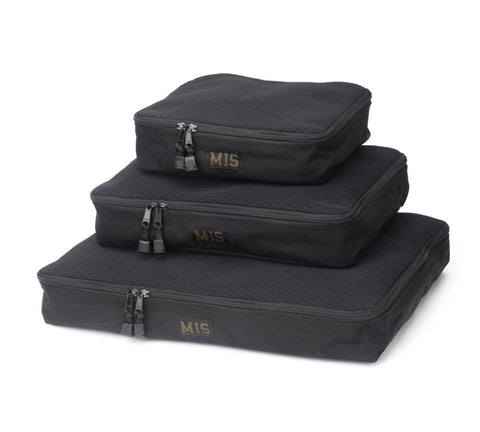 Travel Organizer Set – Water-Resistant Cordura Nylon – Black | Made in USA MIS  Packing Organizer