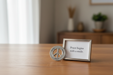 Handcrafted Peace Blessing Ring Charm – Recycled Pewter Pocket Token | Made in USA Eco-Friendly Gift Whitney Howard Designs  Blessing Ring