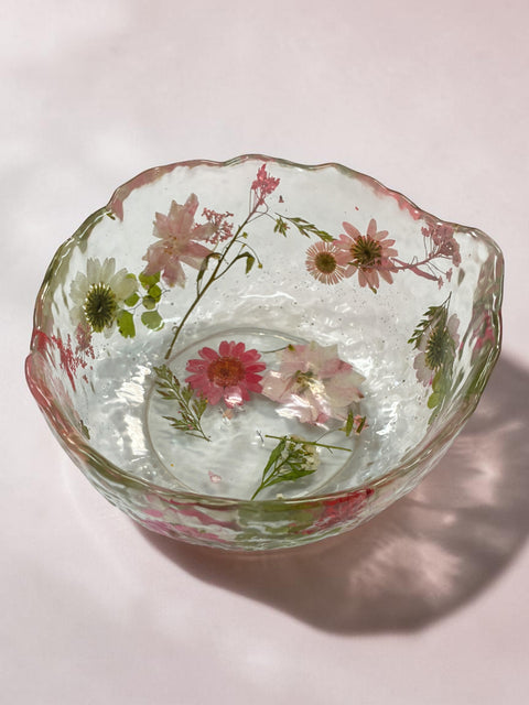 Pressed Flower Resin Decorative Bowl 5 Inch Diameter – Handcrafted Art Piece | Made in USA by Michelle Marie Boutique Michelle Marie Boutique  Decorative Bowl