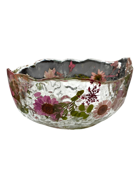 Pressed Flower Resin Decorative Bowl 5 Inch Diameter – Handcrafted Art Piece | Made in USA by Michelle Marie Boutique Michelle Marie Boutique  Decorative Bowl