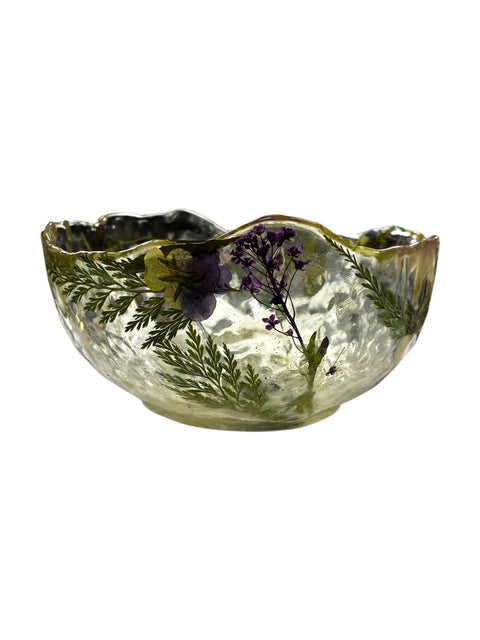 Pressed Flower Resin Decorative Bowl 5 Inch Diameter – Handcrafted Art Piece | Made in USA by Michelle Marie Boutique Michelle Marie Boutique  Decorative Bowl