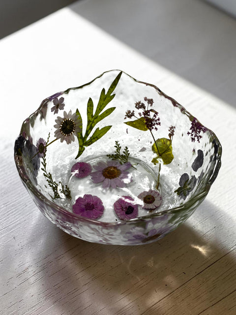 Pressed Flower Resin Decorative Bowl 5 Inch Diameter – Handcrafted Art Piece | Made in USA by Michelle Marie Boutique Michelle Marie Boutique  Decorative Bowl