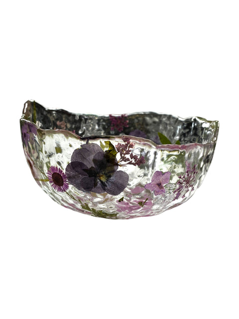 Pressed Flower Resin Decorative Bowl 5 Inch Diameter – Handcrafted Art Piece | Made in USA by Michelle Marie Boutique Michelle Marie Boutique  Decorative Bowl