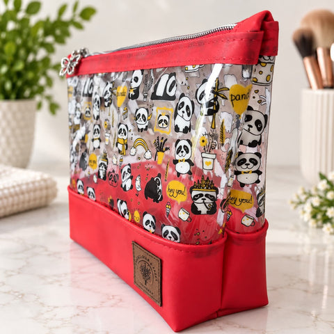 Clear Vinyl Cosmetic Bag with Panda Print – 10 Inch Makeup Organizer – Handmade in USA Frances Farm & Craft  Cosmetic bags