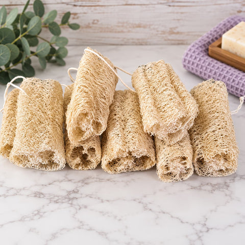 Handmade 3 to 3.5 Inch Natural Loofah Exfoliating Sponges with Hanging Yarn – Sustainable Bath Care | Made in USA by Frances Farm & Craft Frances Farm & Craft 