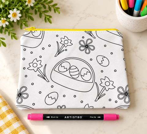 Easter Canvas Zipper Pouch 8 Inch – Color-Your-Own Kids Craft Kit | Handmade in USA Frances Farm & Craft  Pencil Pouch