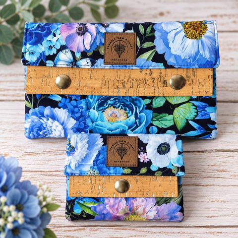 Handmade Floral Cotton Cork Wallet for Women – Small 4x4.5 Inch & Regular 4.5x7.5 Inch | Sustainable Craft – Made in USA Frances Farm & Craft  Wallet