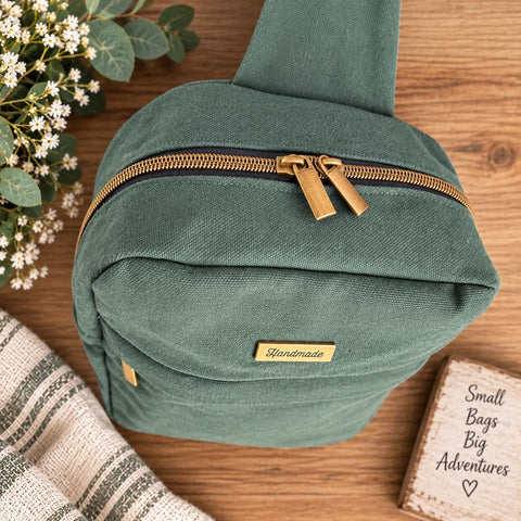 Hunter Green Cotton Canvas Crossbody Bag – Durable Handmade Sling Bag | Made in USA Frances Farm & Craft  Sling Bag
