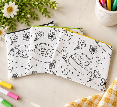 Easter Canvas Zipper Pouch 8 Inch – Color-Your-Own Kids Craft Kit | Handmade in USA Frances Farm & Craft  Pencil Pouch