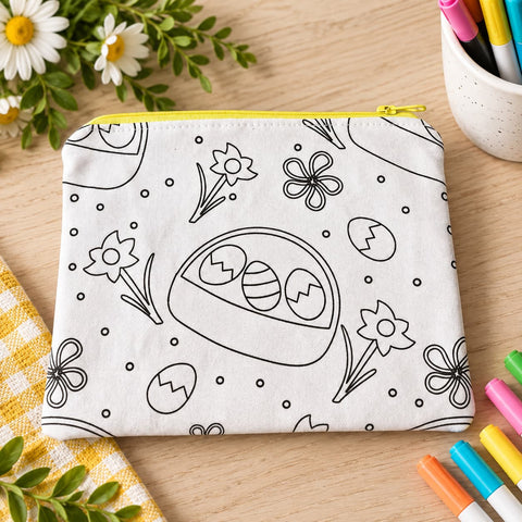 Easter Canvas Zipper Pouch 8 Inch – Color-Your-Own Kids Craft Kit | Handmade in USA Frances Farm & Craft  Pencil Pouch