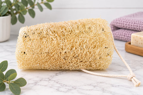 Handmade 3 to 3.5 Inch Natural Loofah Exfoliating Sponges with Hanging Yarn – Sustainable Bath Care | Made in USA by Frances Farm & Craft Frances Farm & Craft 