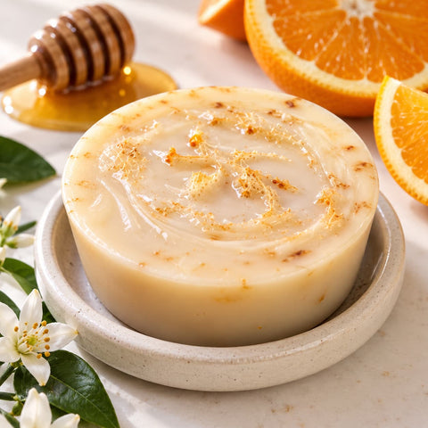 Pack of 2 Handmade Goat Milk Loofah Soap Duo – Orange Zest & Honey Scent | Natural Bath Bar | Made in USA Frances Farm & Craft 