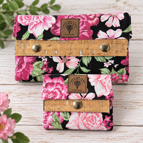 Handmade Rose Quartz Floral Wallets for Women – Small 4x4.5 Inch & Regular 4.5x7.5 Inch | Made in USA Frances Farm & Craft  Wallet