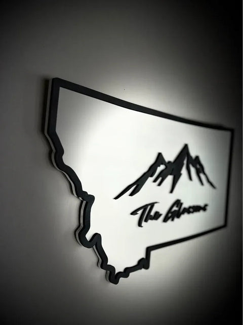 Personalized Montana State Wall Sign – 24 Inch Floating Outline | Custom Home Decor | Made in USA B. James Design & Woodwork 