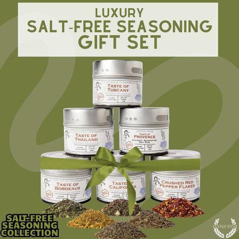 Gourmet Salt-Free Seasoning Set – 6 Handcrafted Spice Tins | Made in USA Gustus Vitae  Collections & Gift Sets